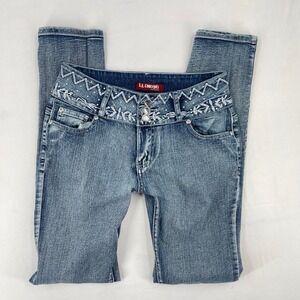 Vintage Y2K Rhinestone Skinny Jeans 0 XS Embellished Bling McBling 2010s Casual
